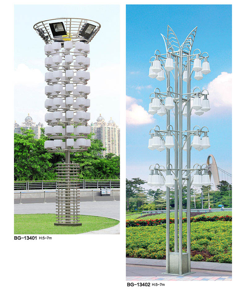 QDJGD-BG134园柱型多头广场LED不锈钢景观灯