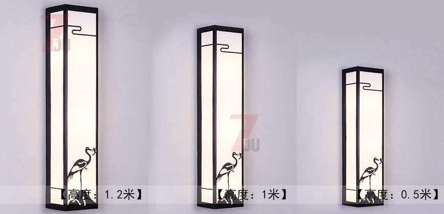 (QDQBD-YS017)现代简约新中式仙鹤墙壁灯不同尺寸效果图